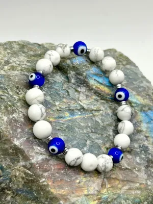 Evil Eye & Howlite Gemstone Bracelet