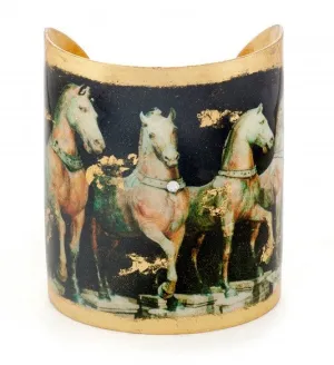 Evocateur Cavalli Cuff Equestrian Bracelet 3 inch in Gold