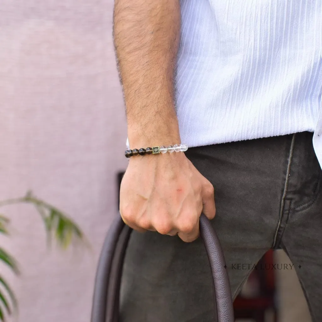 Eye Gaze - Smoky Quartz & Clear Quartz Bracelet