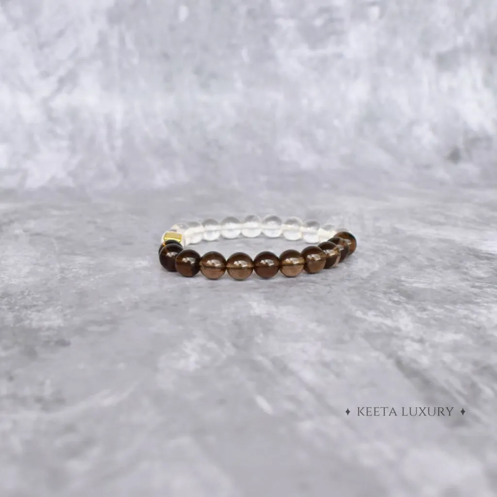 Eye Gaze - Smoky Quartz & Clear Quartz Bracelet