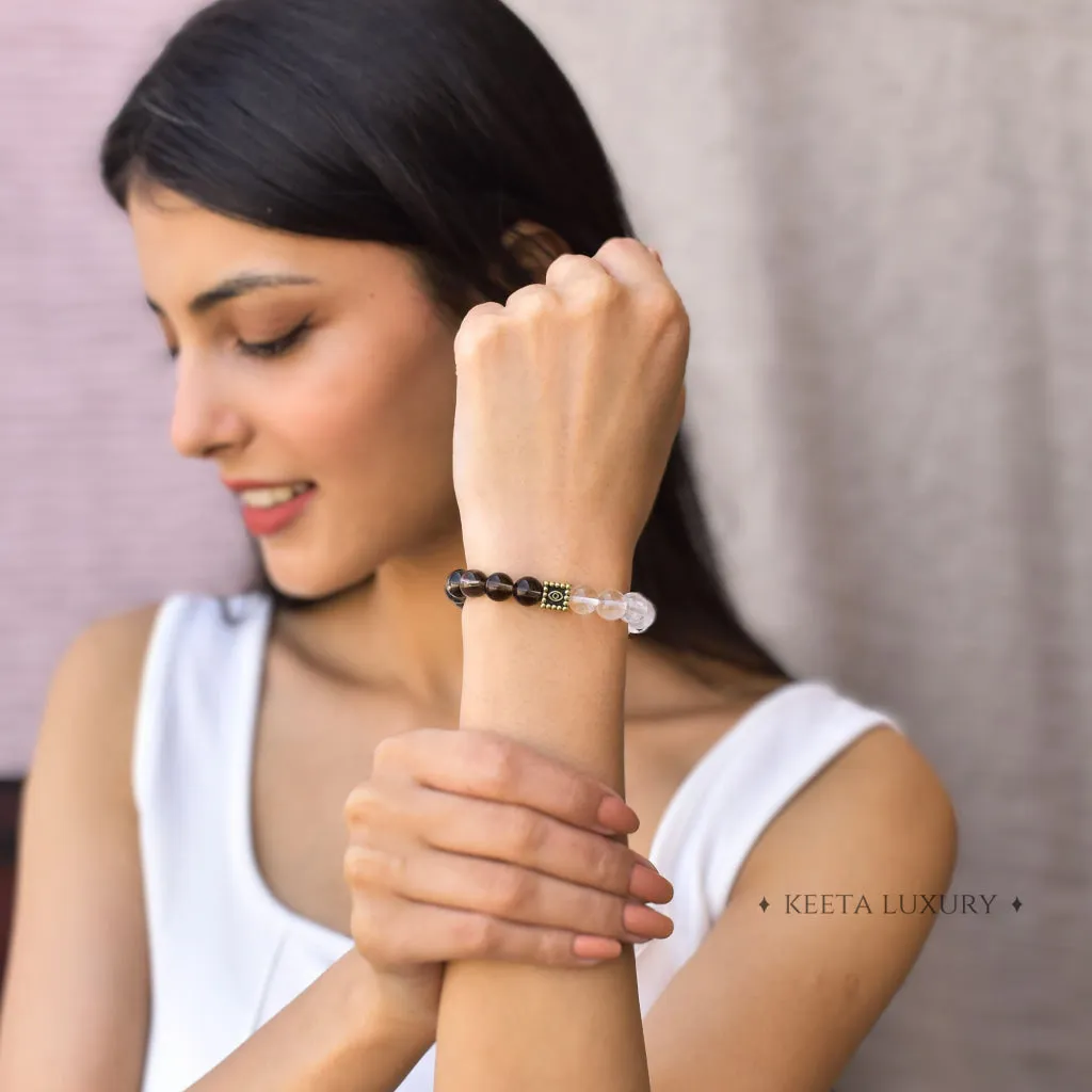 Eye Gaze - Smoky Quartz & Clear Quartz Bracelet