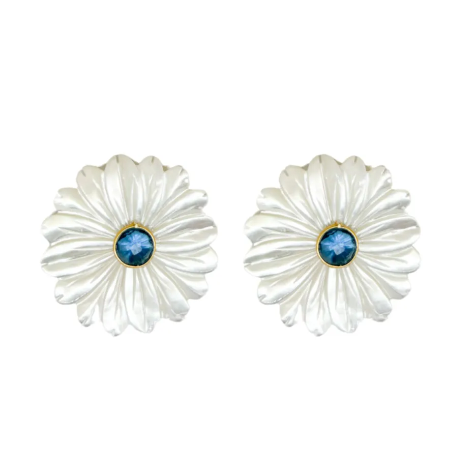 Fleur Blue Quartz Earrings