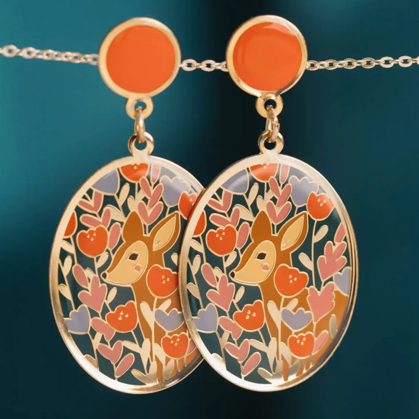 Floral Deer Earrings