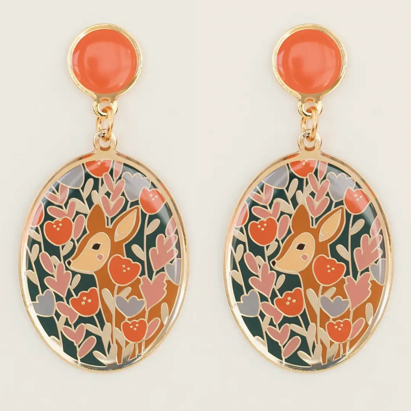 Floral Deer Earrings