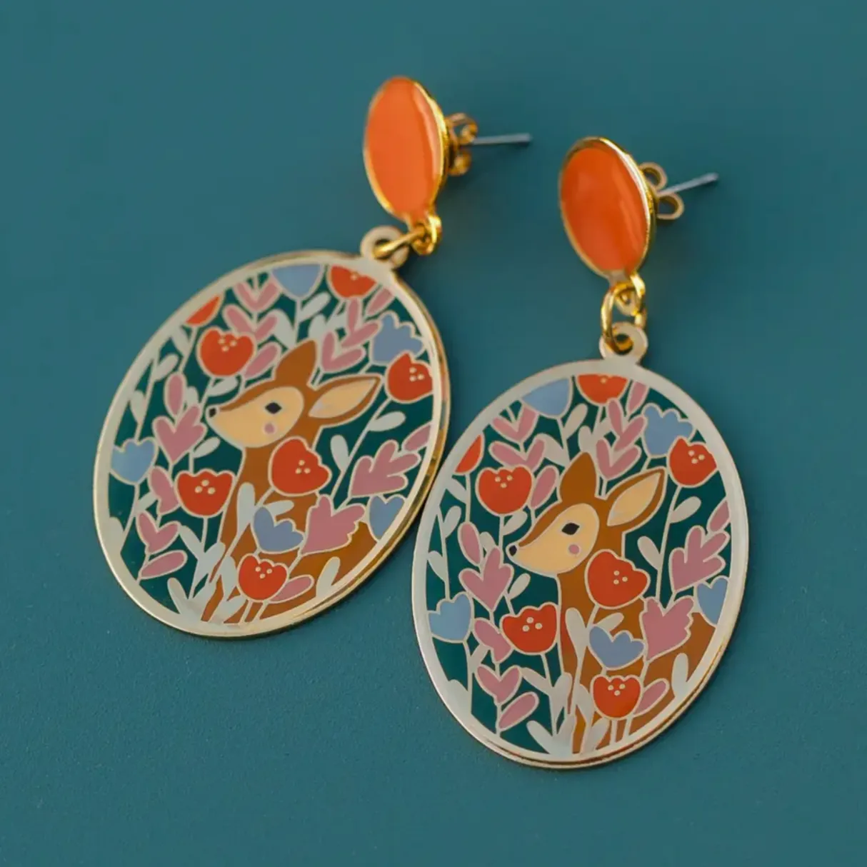 Floral Deer Earrings