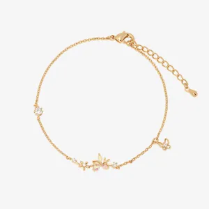 Gemstone floral butterfly bracelet