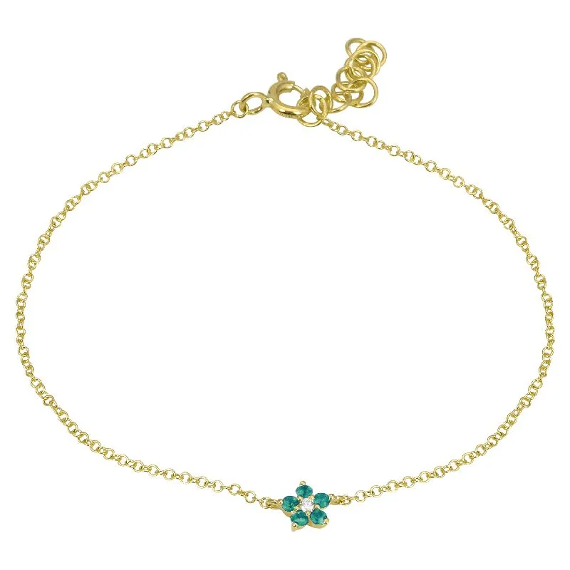 Gemstone Flower Charm Bracelet