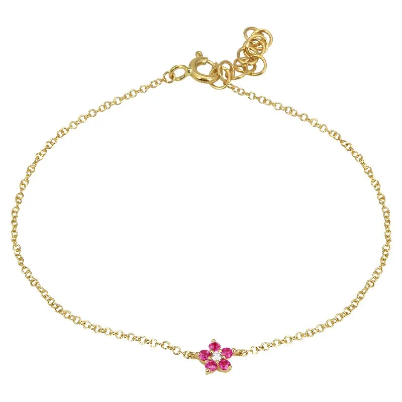 Gemstone Flower Charm Bracelet