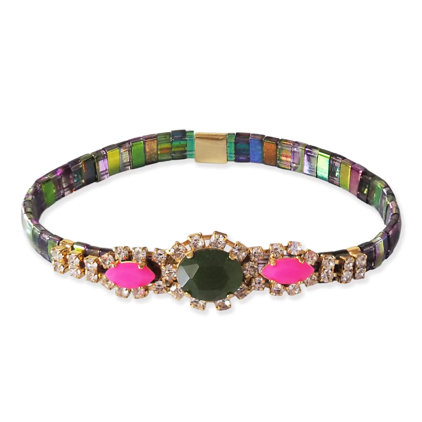 Gemstone Mosaic Tila Bracelet