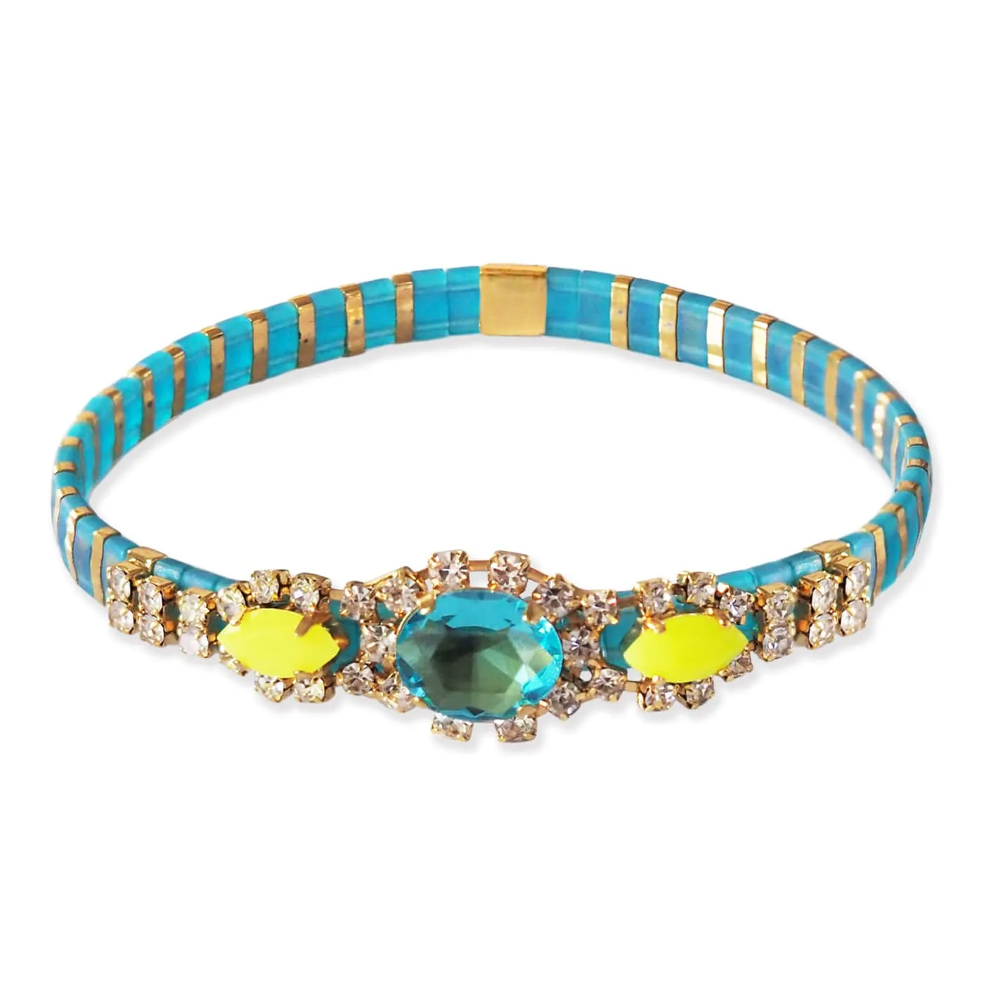 Gemstone Mosaic Tila Bracelet