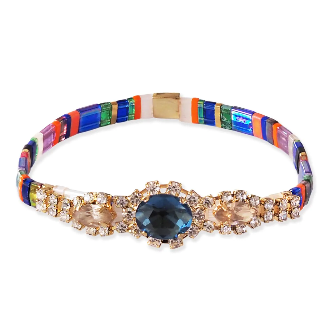 Gemstone Mosaic Tila Bracelet