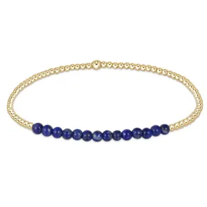 Gold Bliss 2mm Beaded Bracelet With 3mm Lapis Gemstone Beads