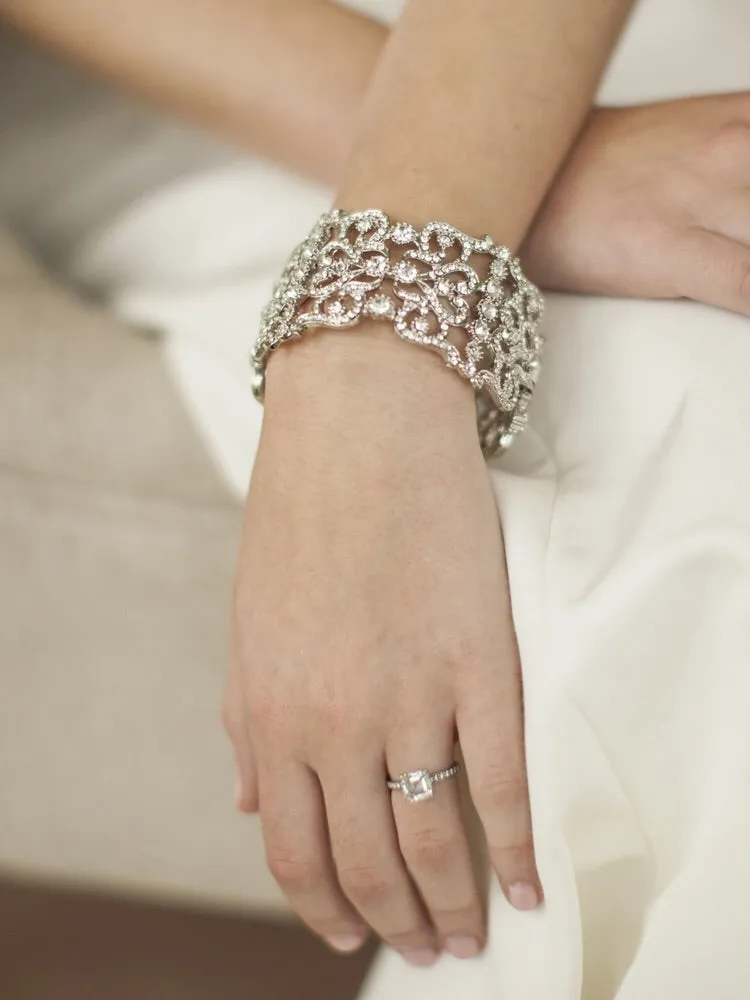 Grecian Style Couture Wedding or Prom Crystal Cuff Bracelet 4050B