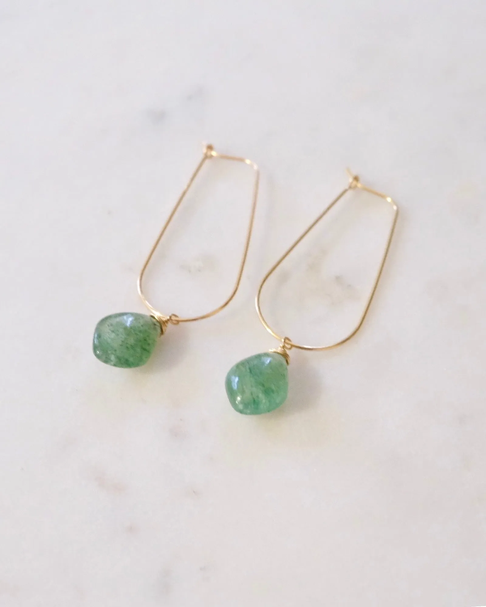 Green strawberry quartz U hoops