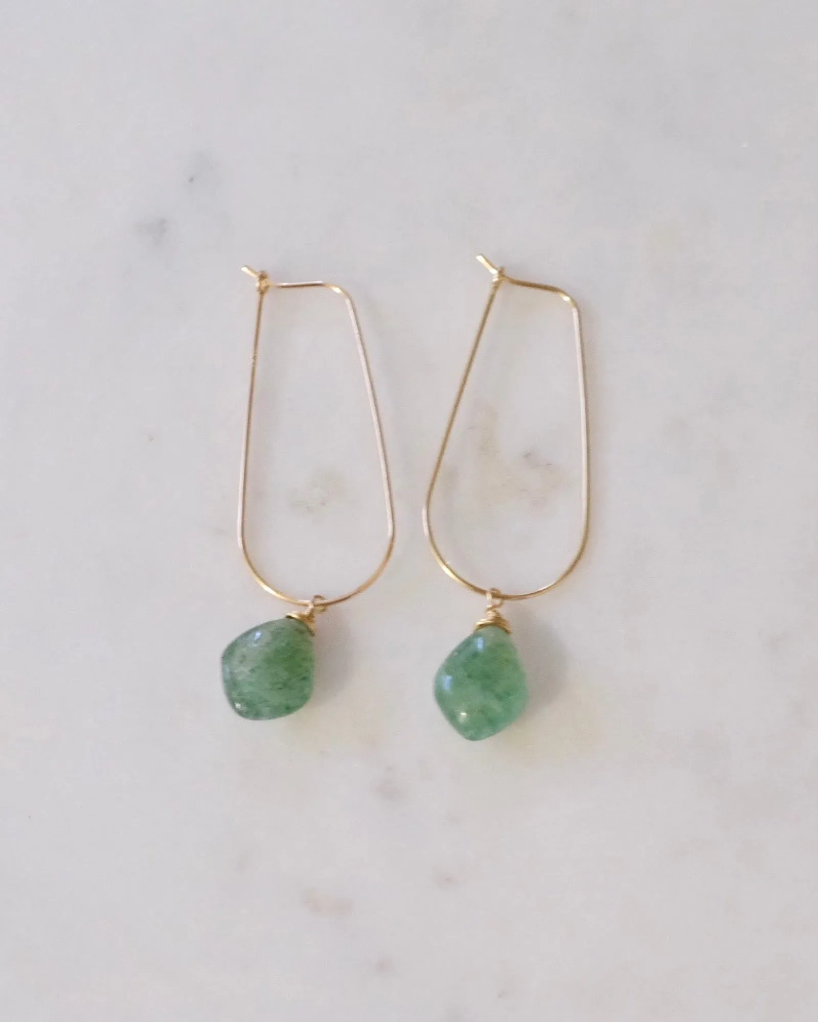 Green strawberry quartz U hoops