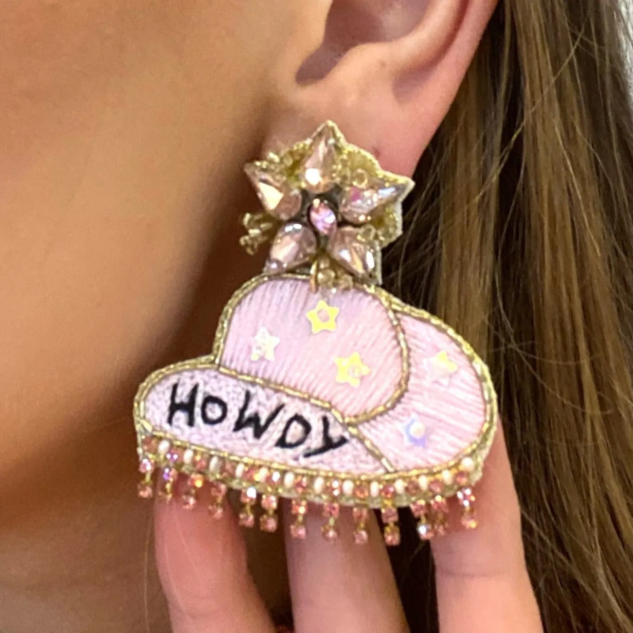 Howdy Cowgirl Hat Dangle Earring