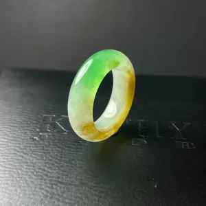 Ice-type jadeite three-color yellow and green ring-ZROLMA(JQ2024921001)