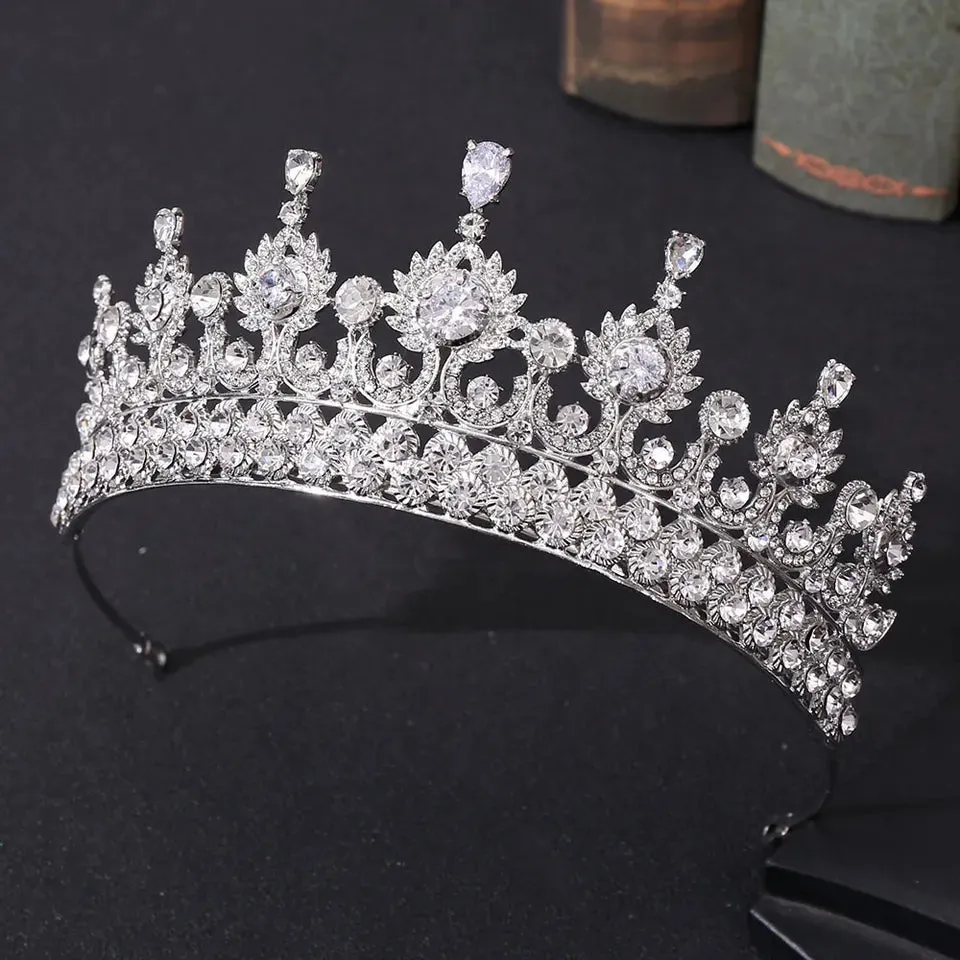 Icy Vintage Silver Crystal Princess Tiara Queen bridal diadem