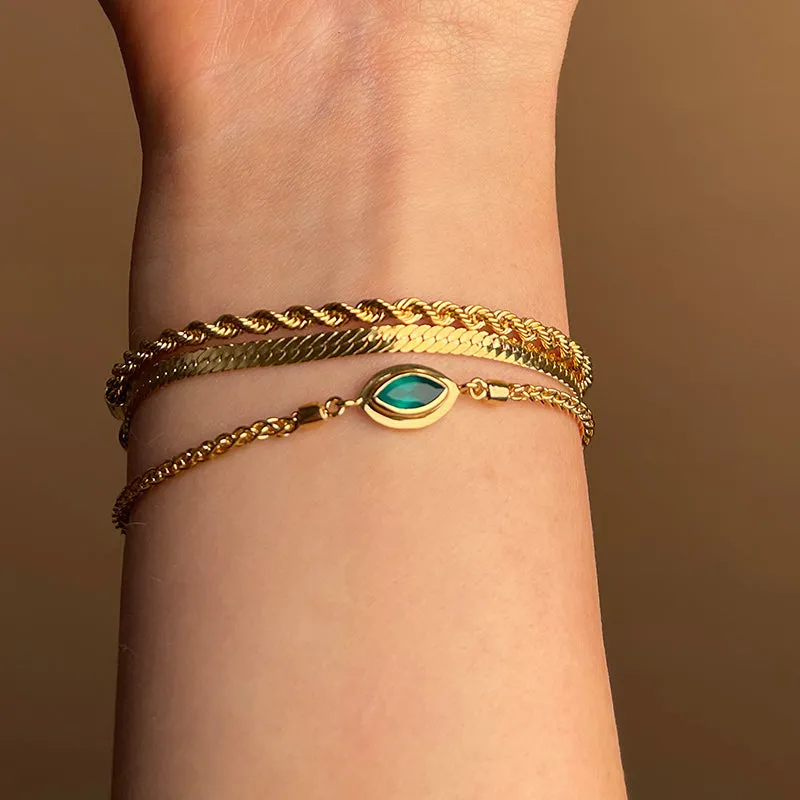 Iris Bracelet, Green Onyx, Gold