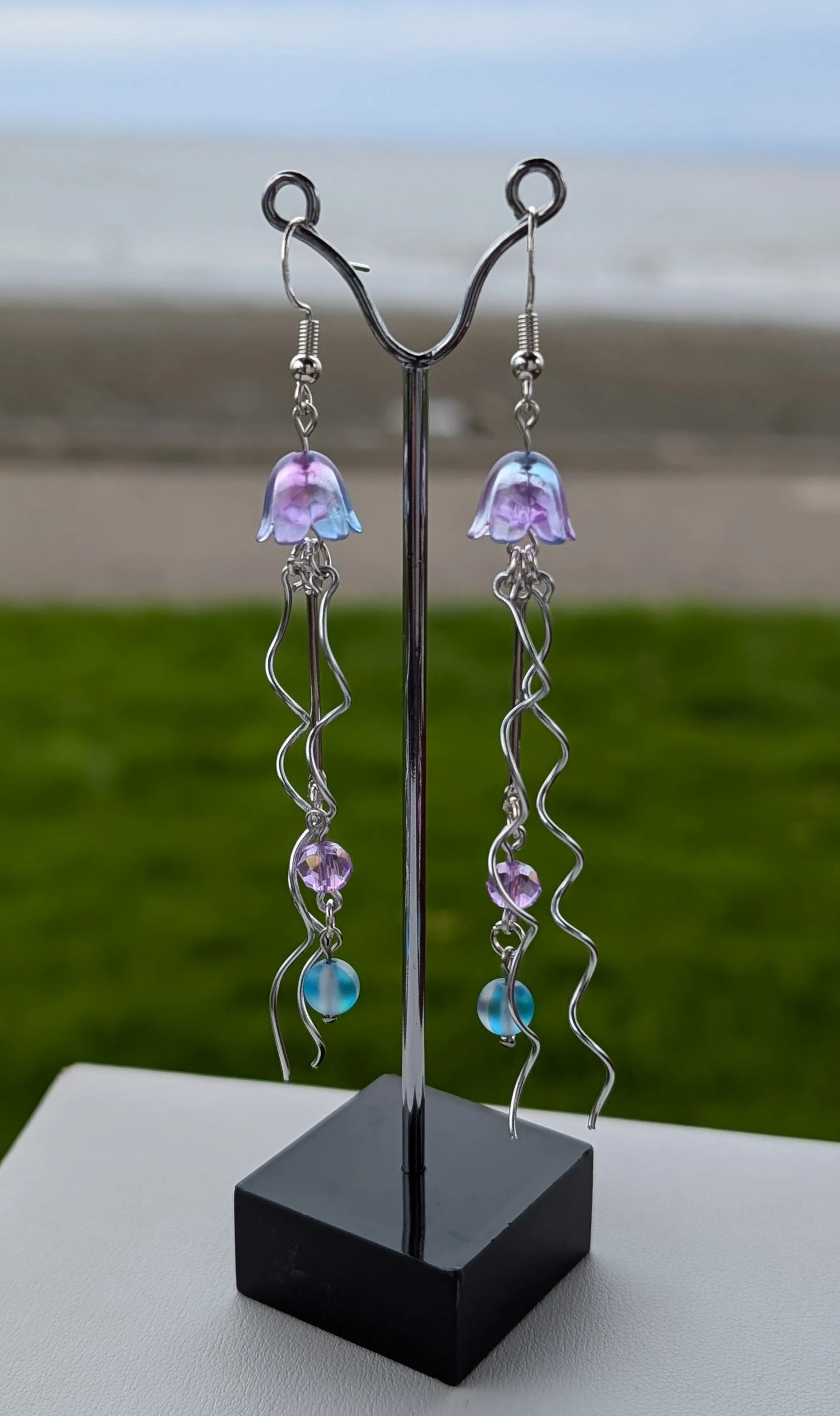 Jellyfish - Earrings - Aqua Aura Quartz