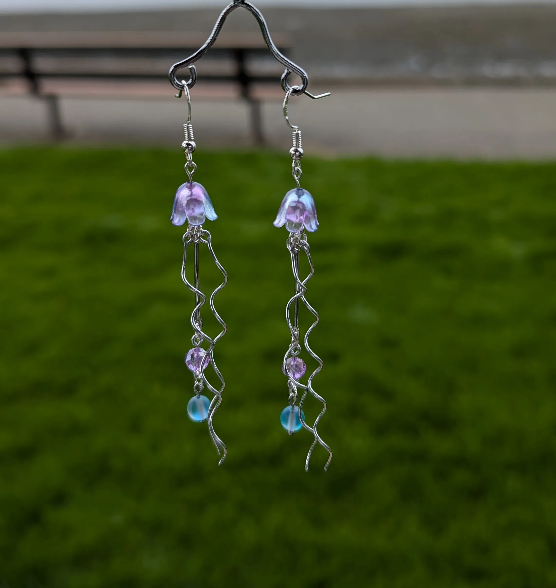 Jellyfish - Earrings - Aqua Aura Quartz