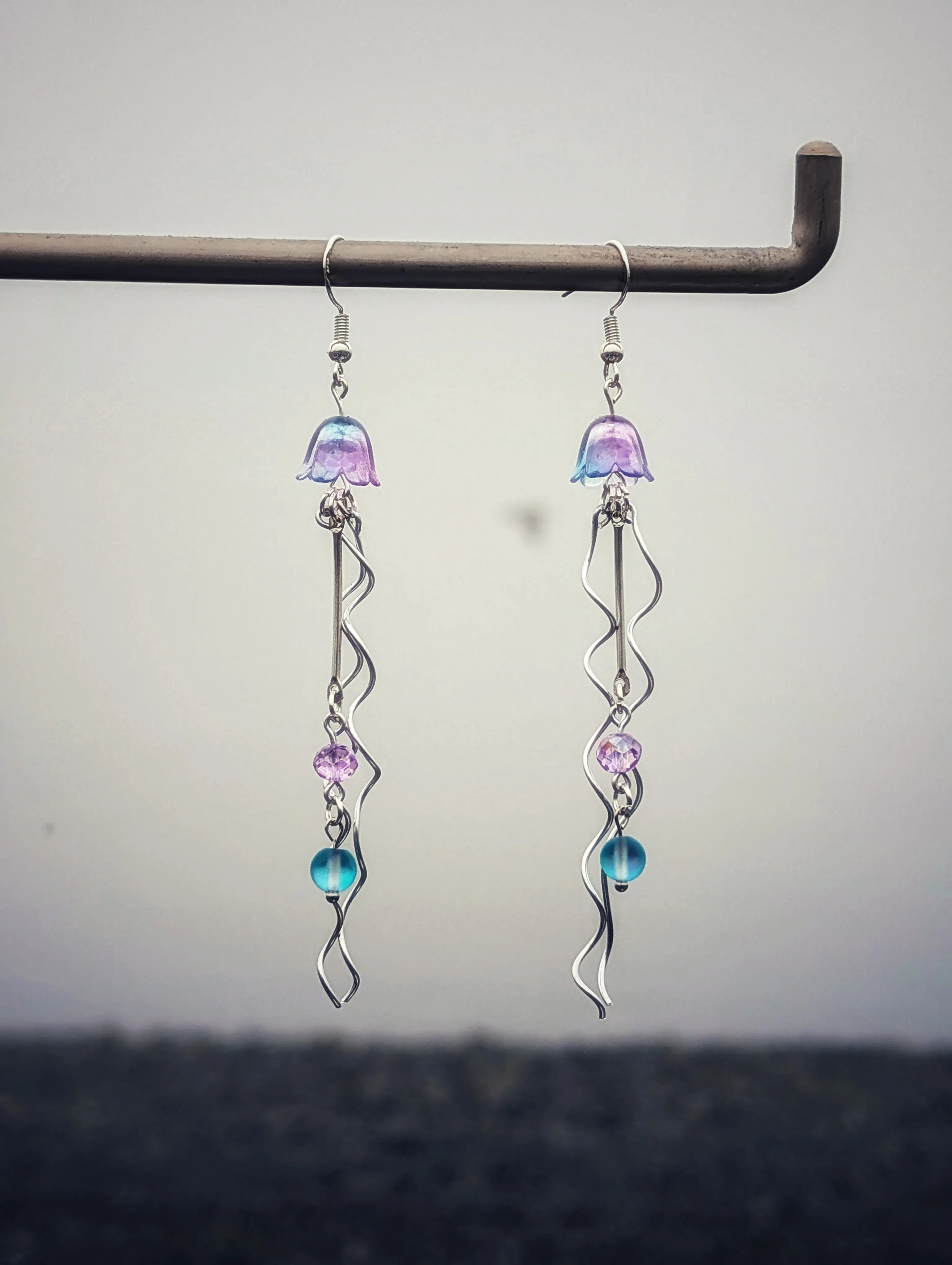 Jellyfish - Earrings - Aqua Aura Quartz