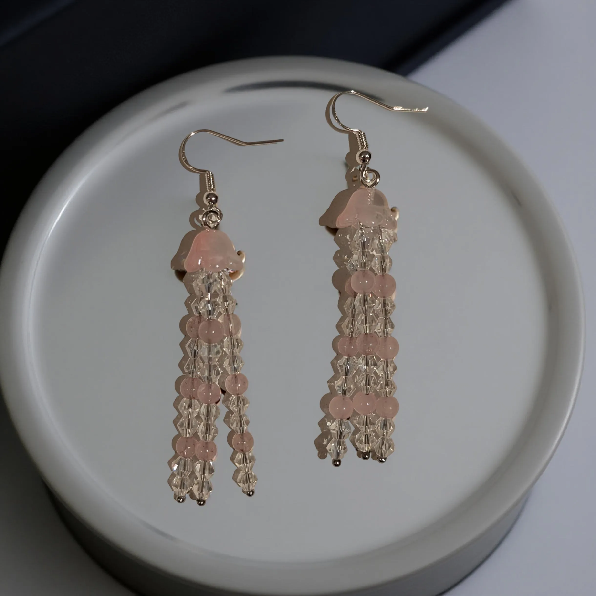 Jellyfish - Earrings - Rose Quartz