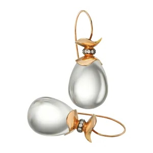 Josephine Quartz and Diamond Earrings  18K Rose