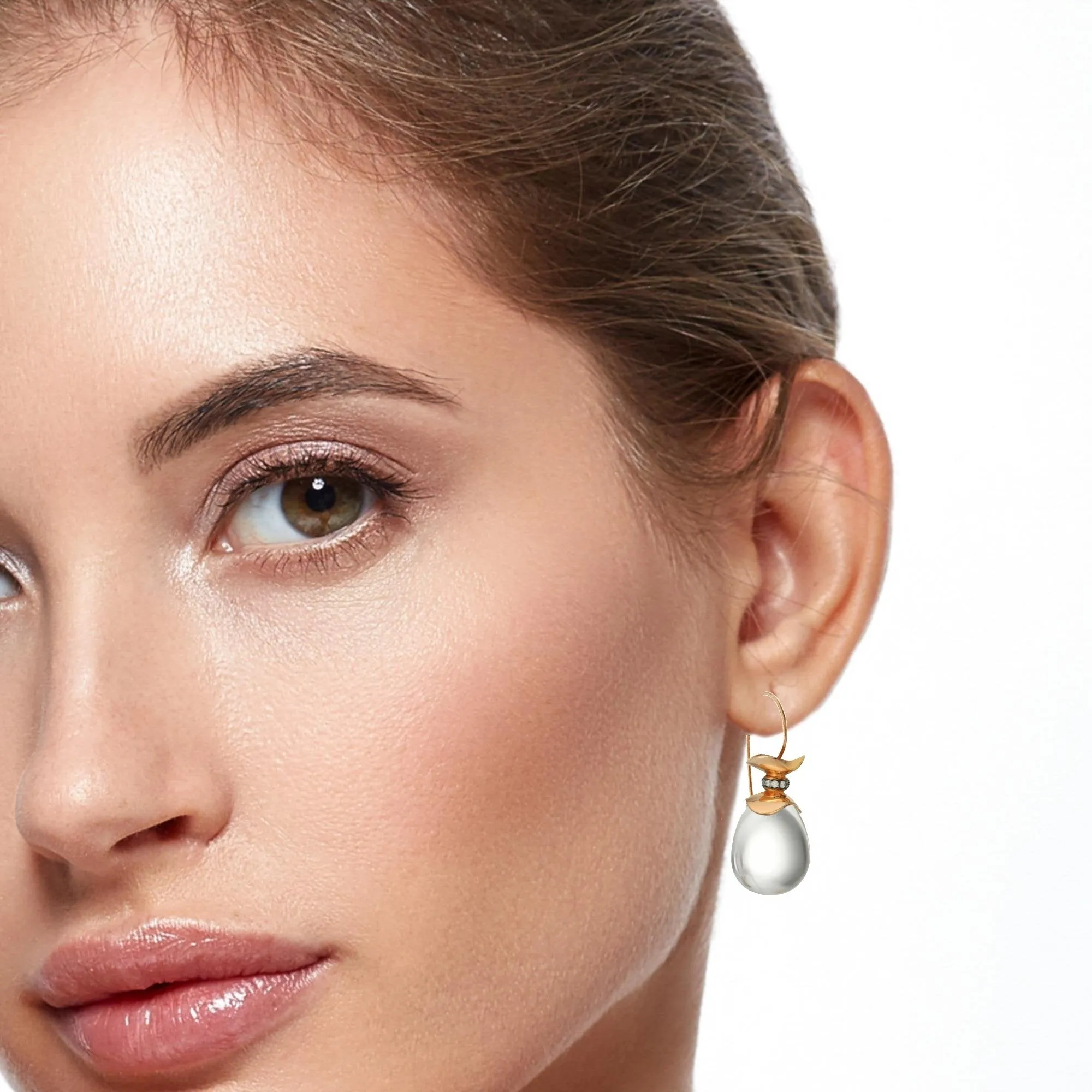 Josephine Quartz and Diamond Earrings  18K Rose