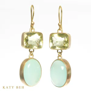 Lemon Quartz and Peruvian Chalcedony Earrings