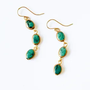 Long Turquoise dipped in gold earrings