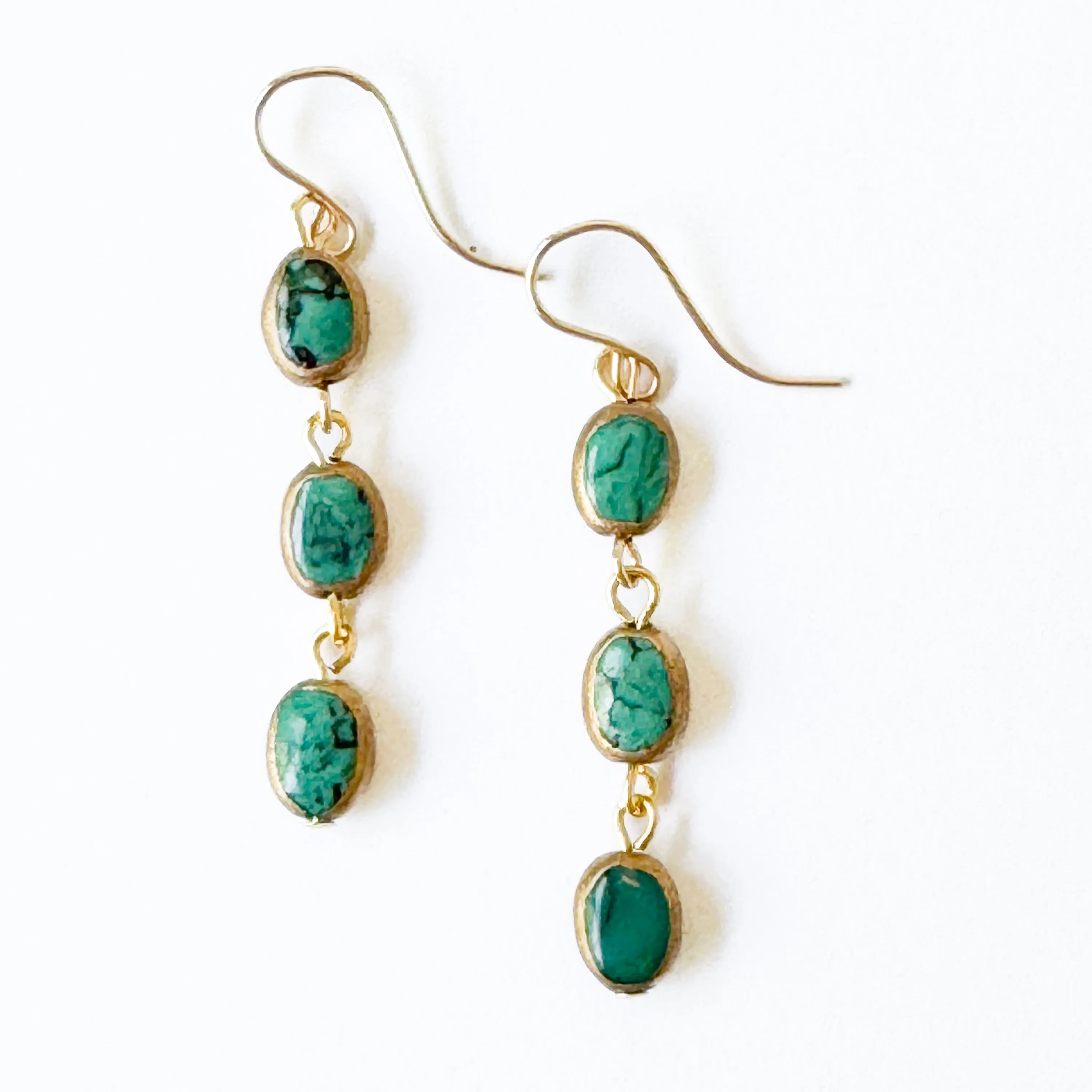 Long Turquoise dipped in gold earrings