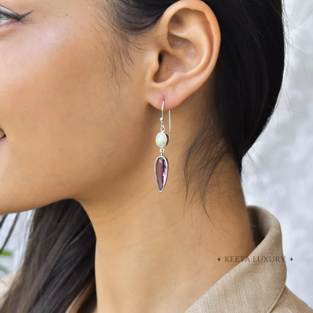 Luxury - Amethyst & Opal Earrings