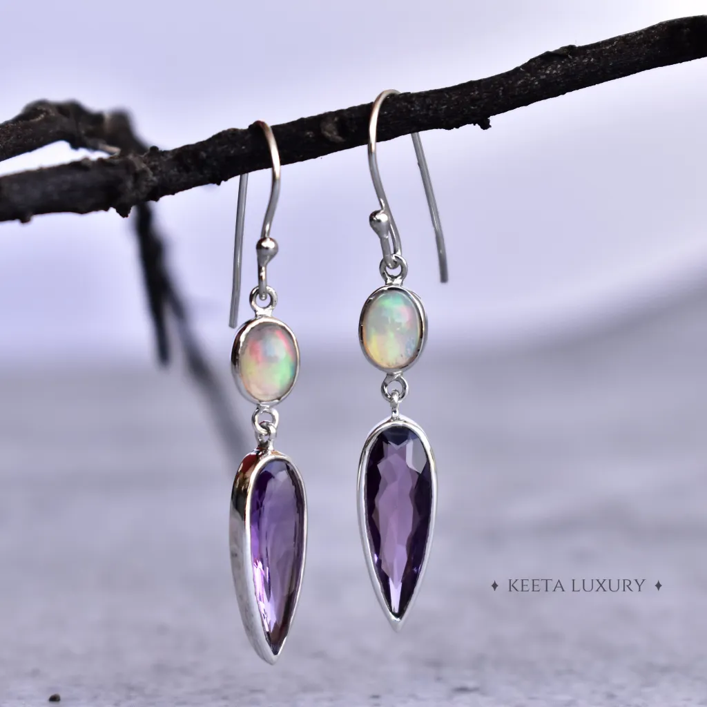 Luxury - Amethyst & Opal Earrings