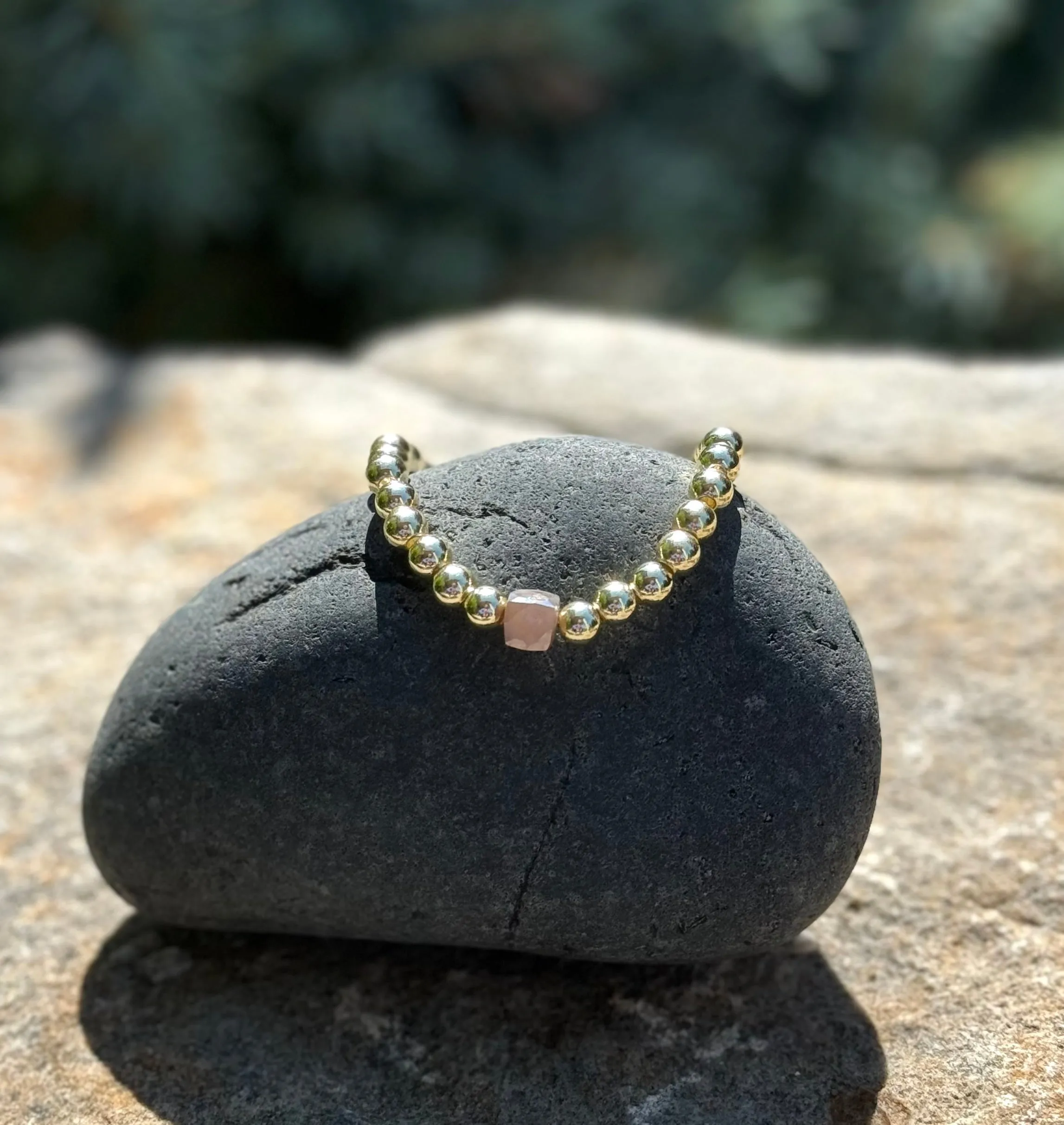 Moonstone and Gold Bead Bracelet