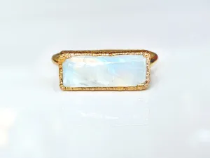 Natural rainbow Moonstone ring