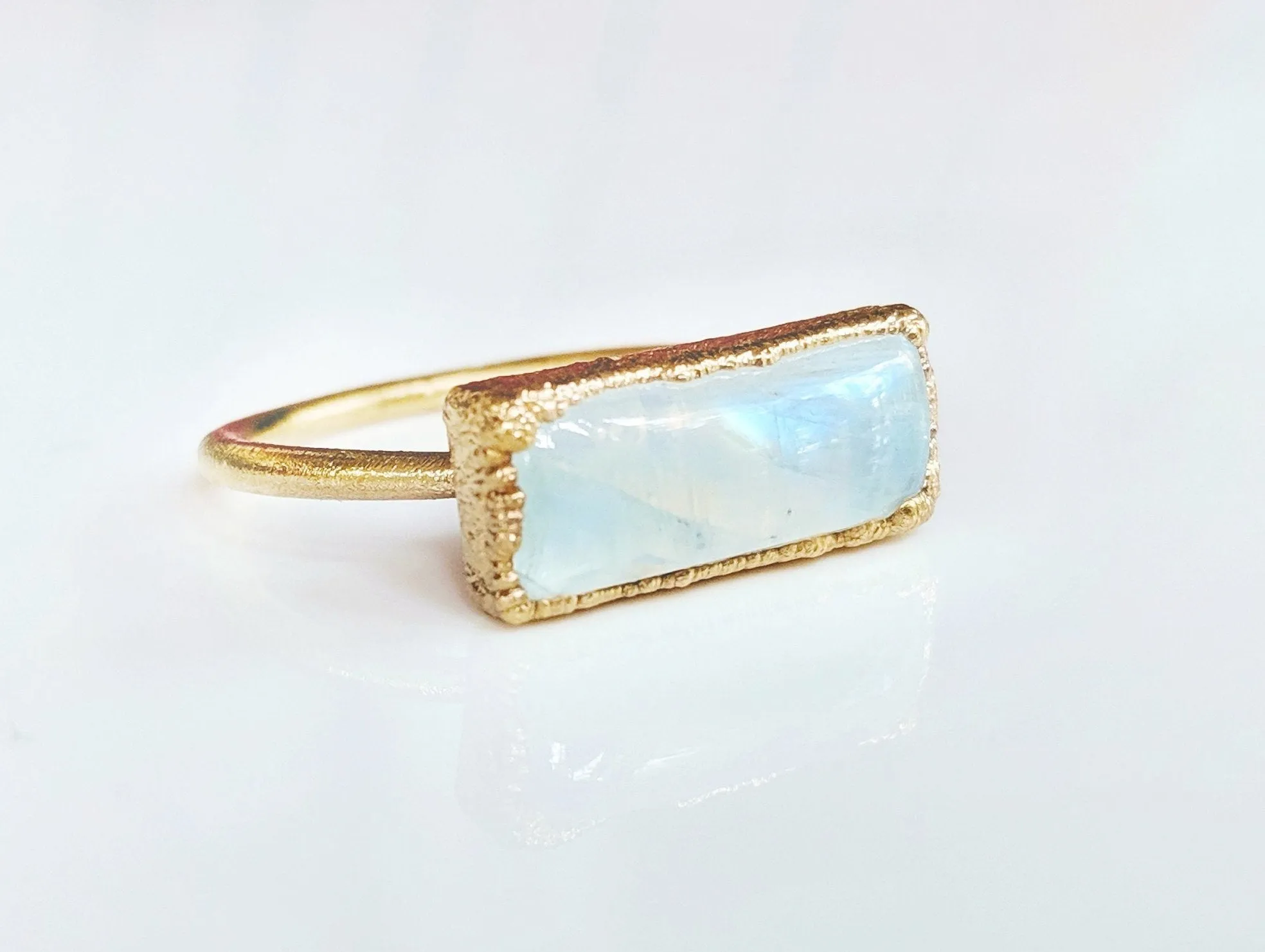 Natural rainbow Moonstone ring
