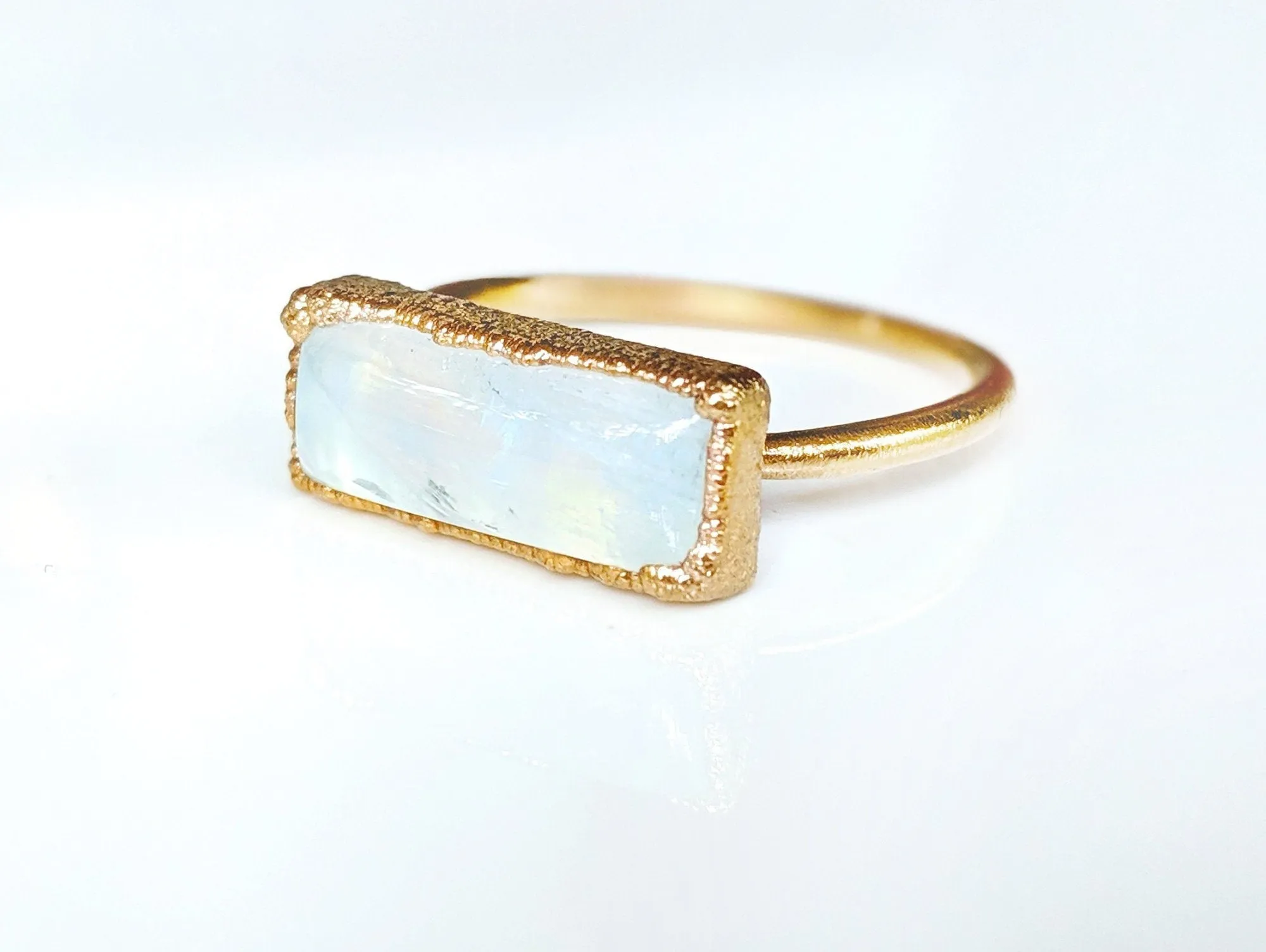 Natural rainbow Moonstone ring