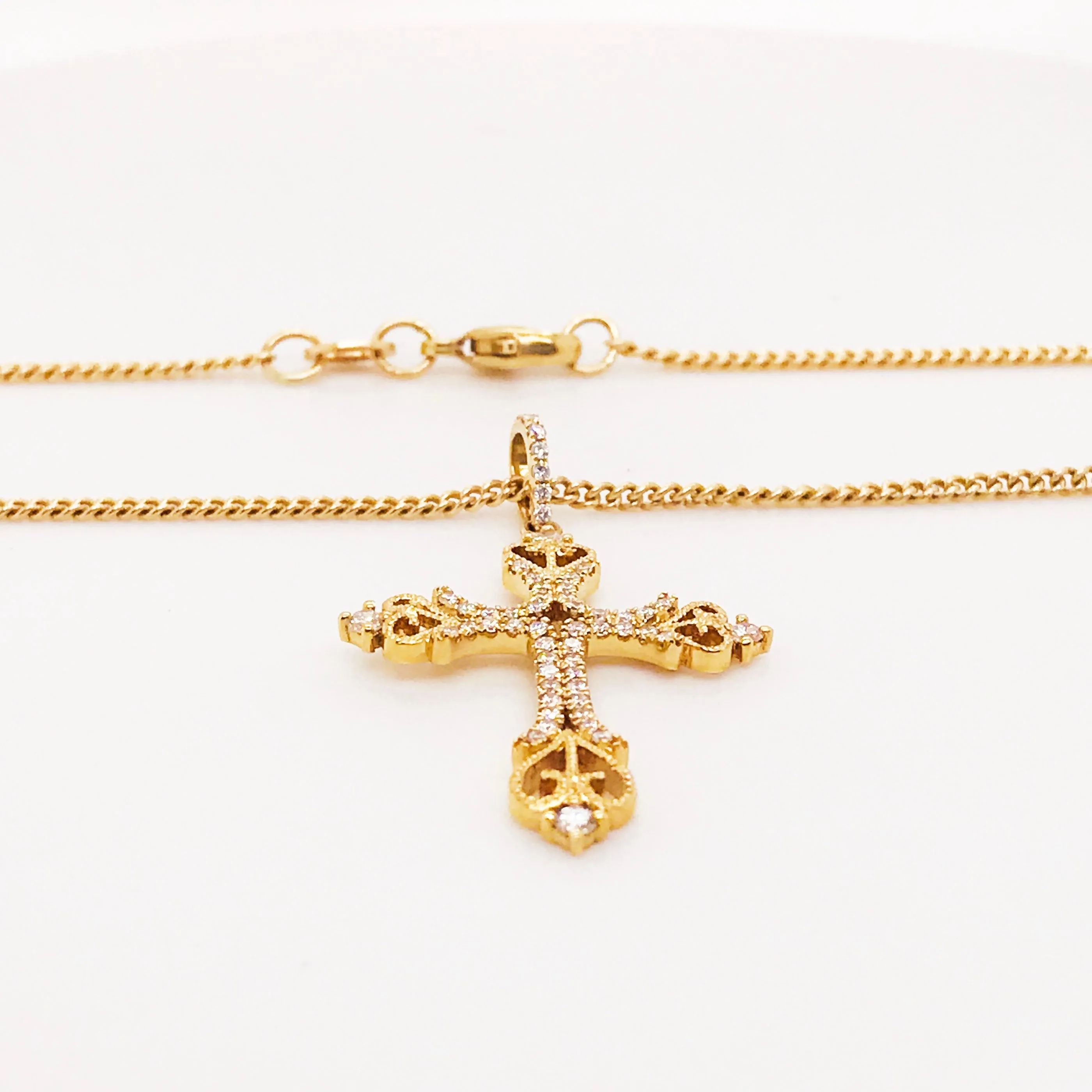 Ornate Diamond Cross Necklace
