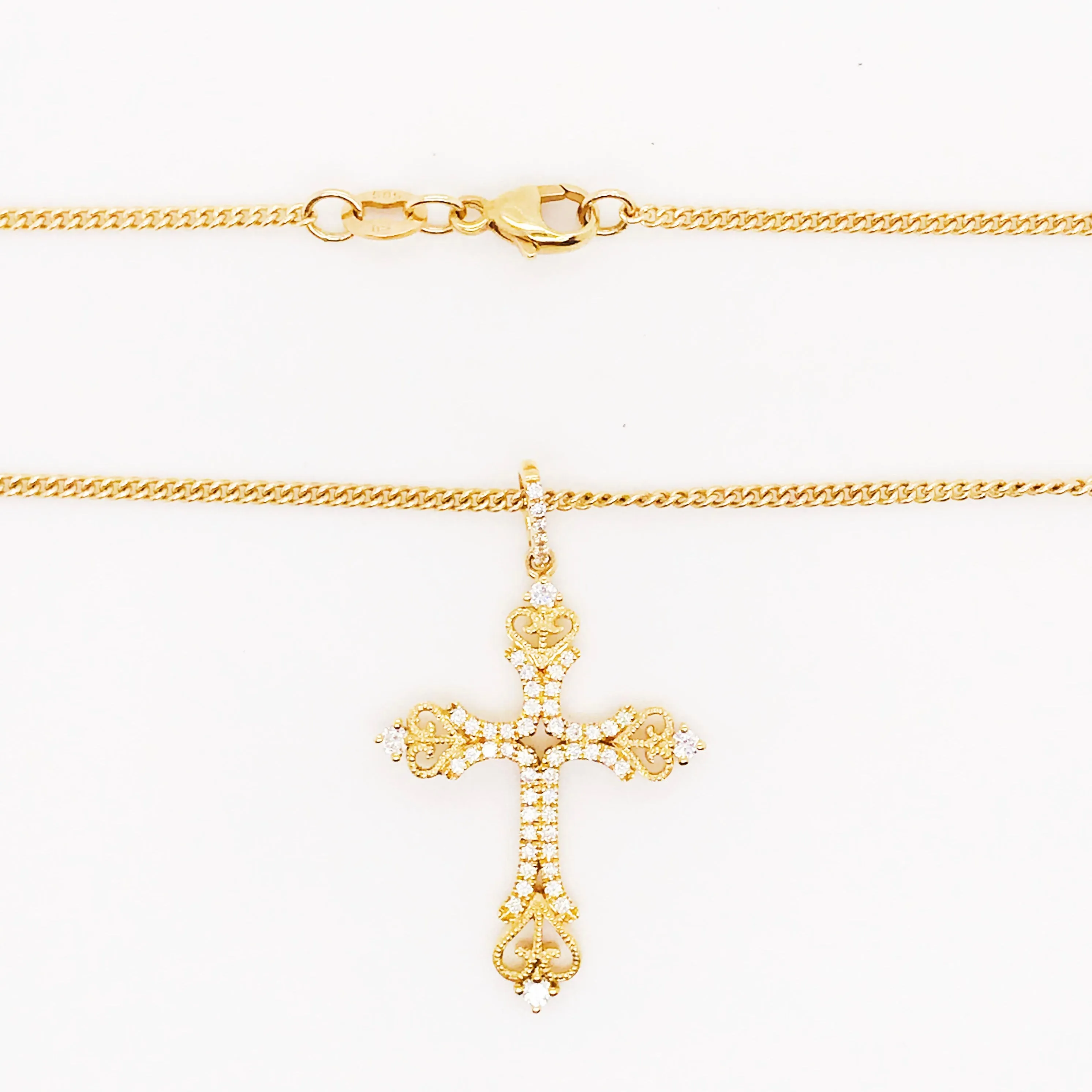 Ornate Diamond Cross Necklace