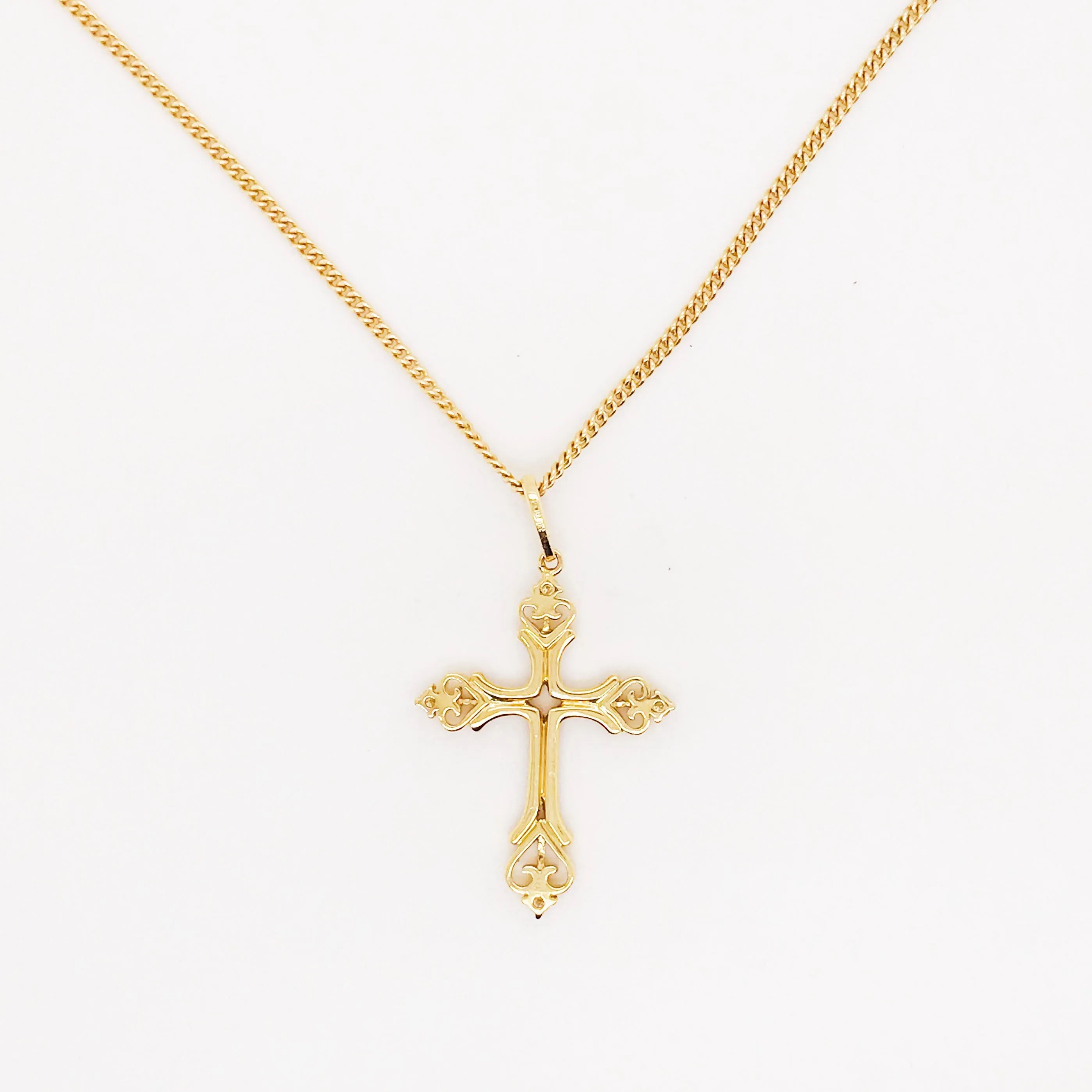 Ornate Diamond Cross Necklace