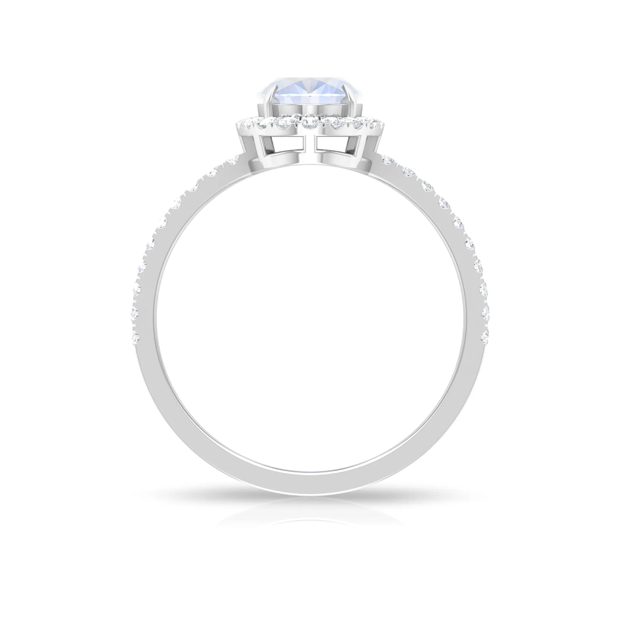 Oval Moonstone Engagement Ring with Diamond Halo