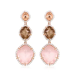 PANORAMA Earrings (1260) - Rose Quartz, Smoky Quartz / RG