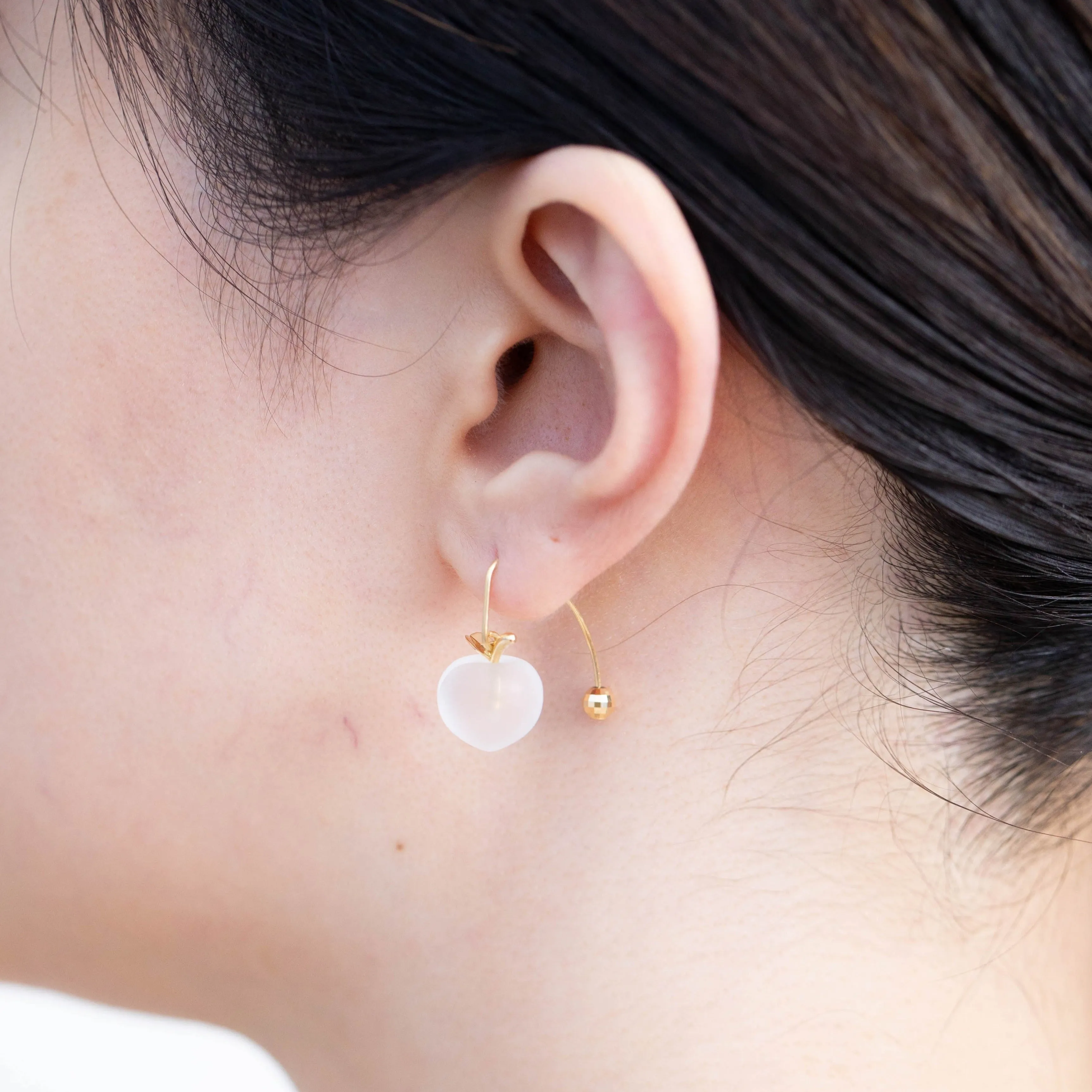 Peach hook earring