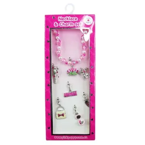 Pink Poppy Princess Necklace & Charm Set