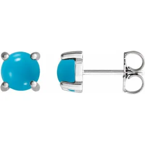Platinum 5 mm Natural Turquoise Earrings