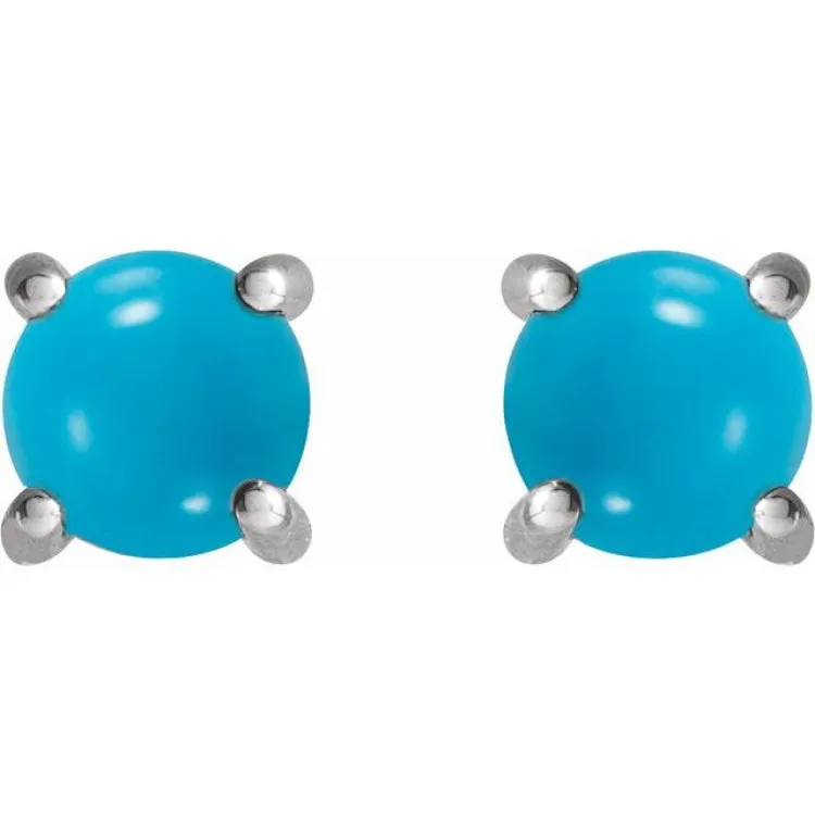 Platinum 5 mm Natural Turquoise Earrings