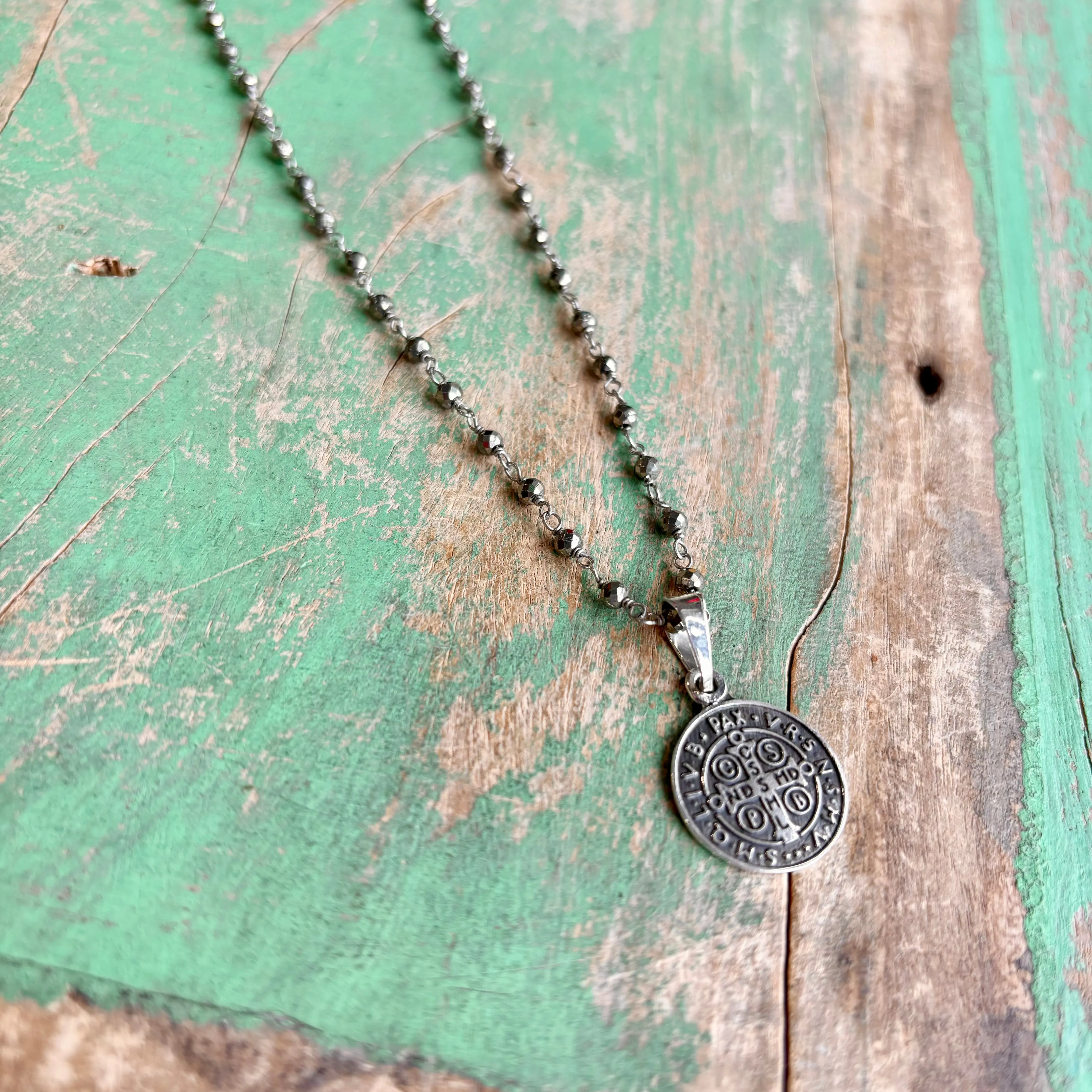 Pyrite Sterling Silver Beaded Necklace