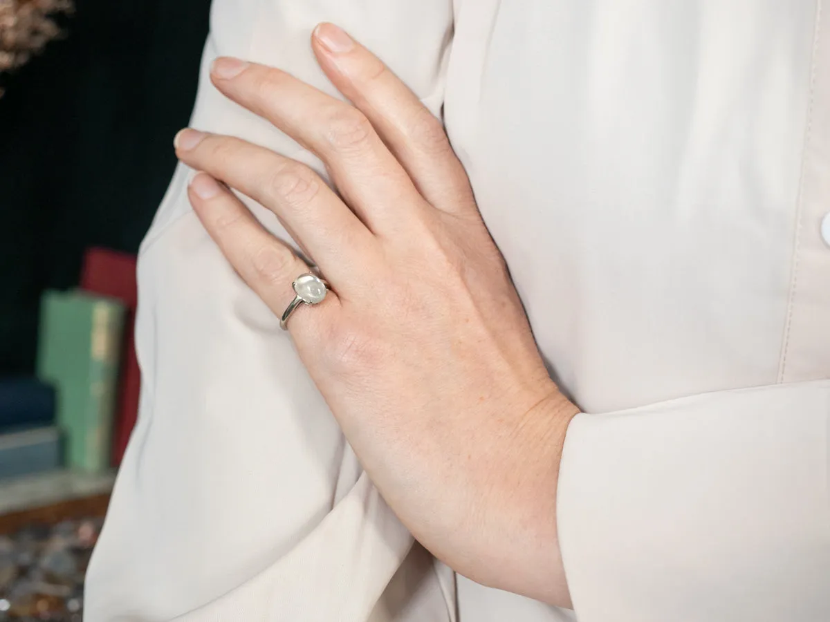 *RESERVED* White Gold Moonstone Solitaire Ring
