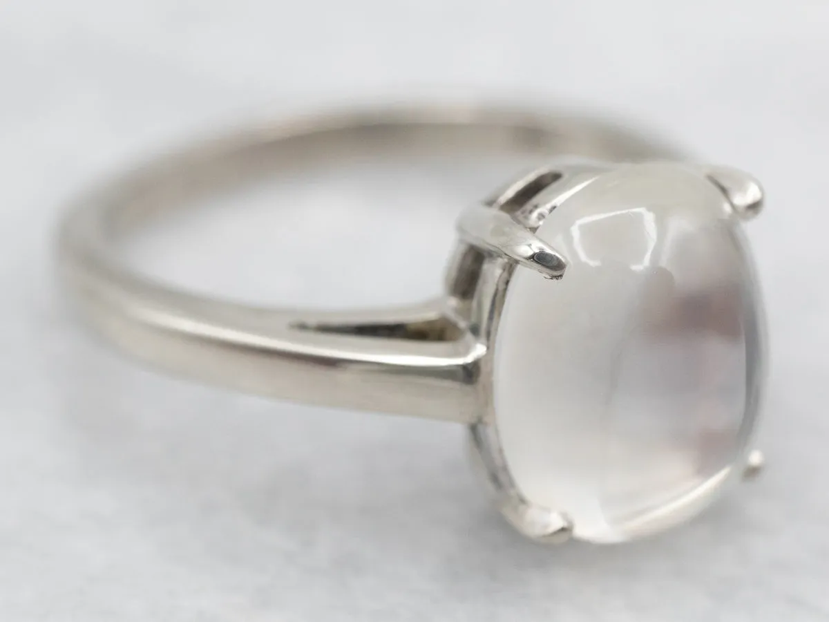 *RESERVED* White Gold Moonstone Solitaire Ring